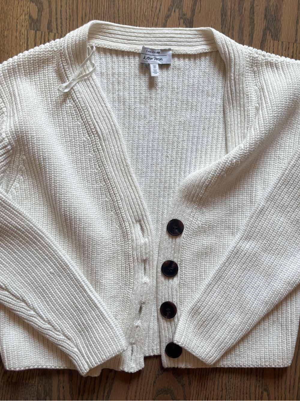 Paris Atelier & Other Stories Cotton Button-Front Knit Cardigan Sweater